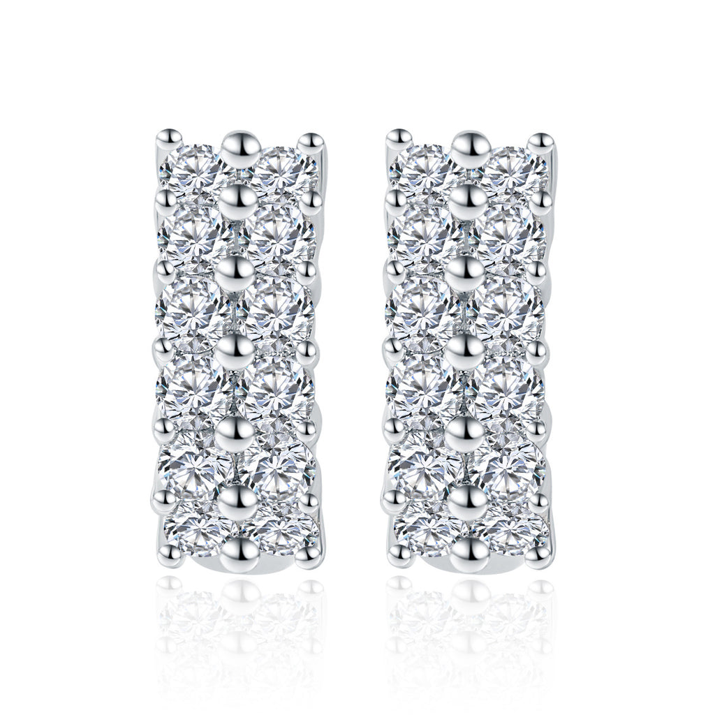 Double row moissanite earrings - timeless classic