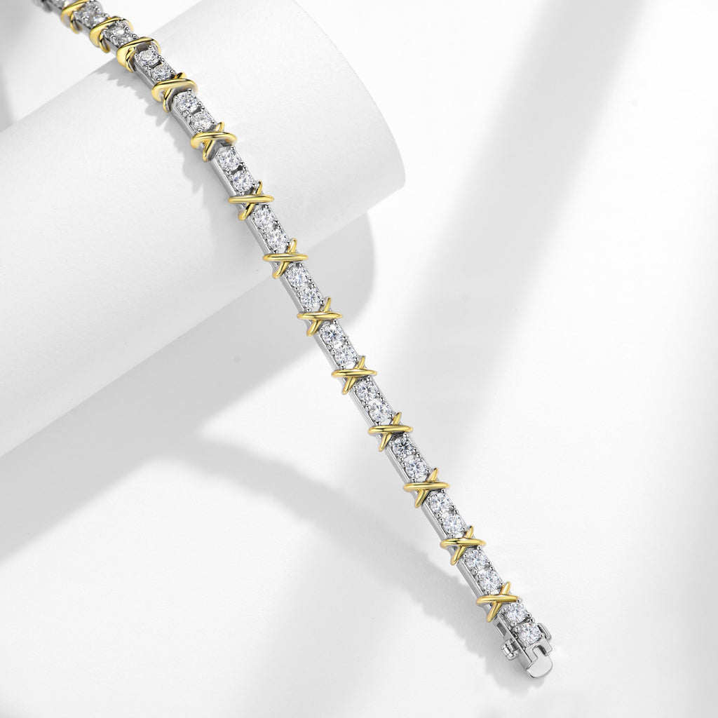 Two tone moissanite bracelet