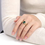 Royal Green Realm · 3 carat cultivated emerald Princess shaped moissanite ring
