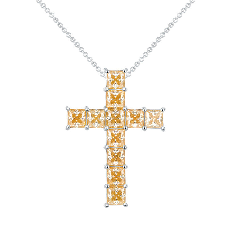 Light of Faith · Moissanite Champagne Gold Cross Necklace
