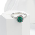 Royal Green Realm · 1.5 carat cultivated emerald Asscher shaped moissanite ring