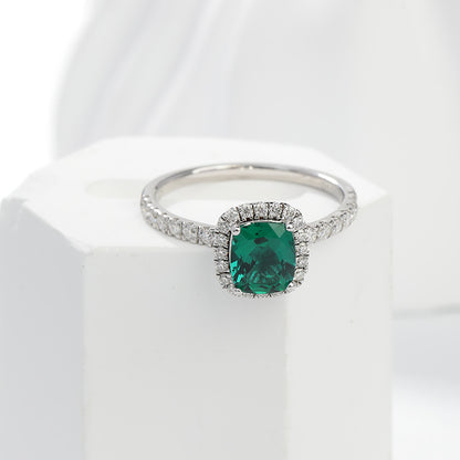 Royal Green Realm · 1.5 carat cultivated emerald Asscher shaped moissanite ring