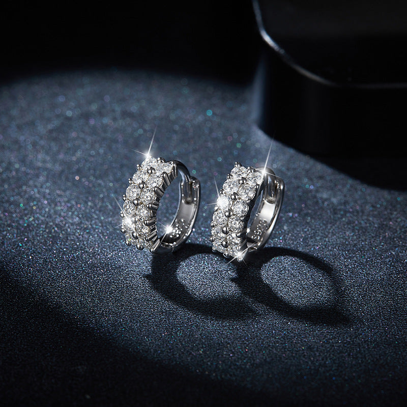 Double row moissanite earrings - timeless classic