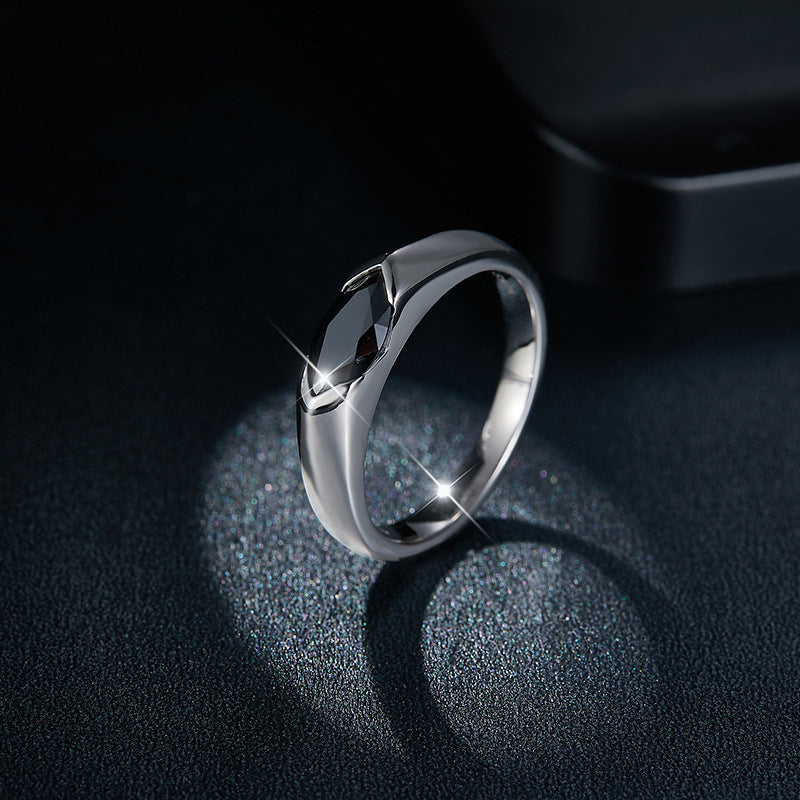 Tri color Aurora Moissanite Minimalist Ring