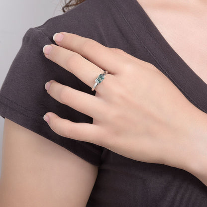 Green Redion Moissanite Ladies S925 Silver Plated 18k Gold Ring