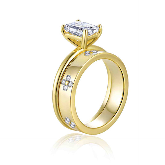 Romantic Star Fate · Full Moissanite Radiant Ring Set