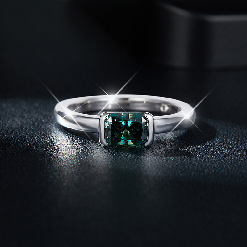 Green Redion Moissanite Ladies S925 Silver Plated 18k Gold Ring