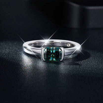 Green Redion Moissanite Ladies S925 Silver Plated 18k Gold Ring