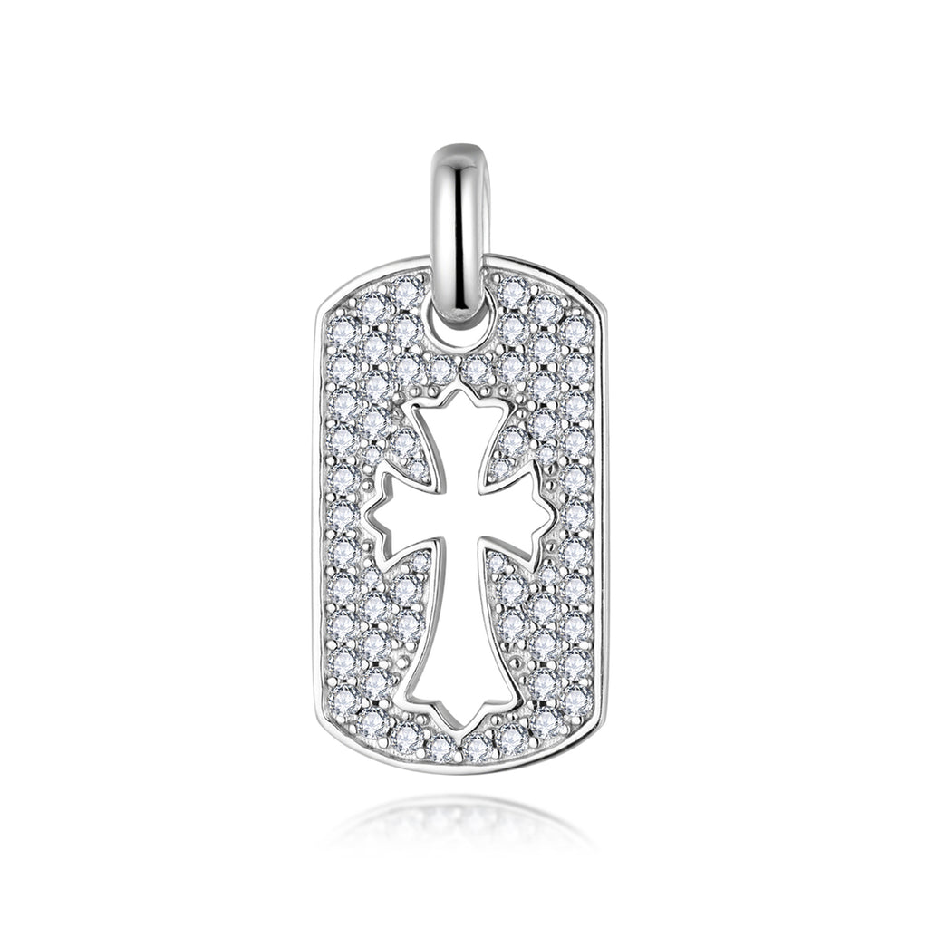 Twin Faith · Full Moissanite Double Cross Necklace