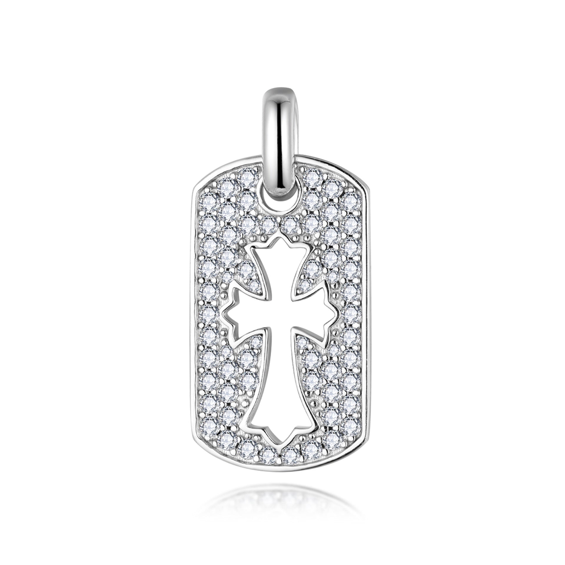 Twin Faith · Full Moissanite Double Cross Necklace