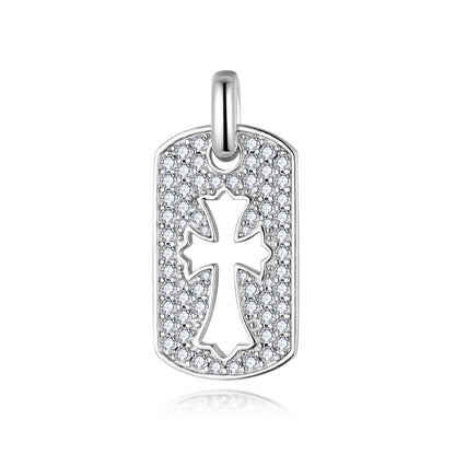 Vintage Kroos Heart Cross Necklace S925 Silver Inlaid Mosan Diamond Pendant Detachable Chain Set