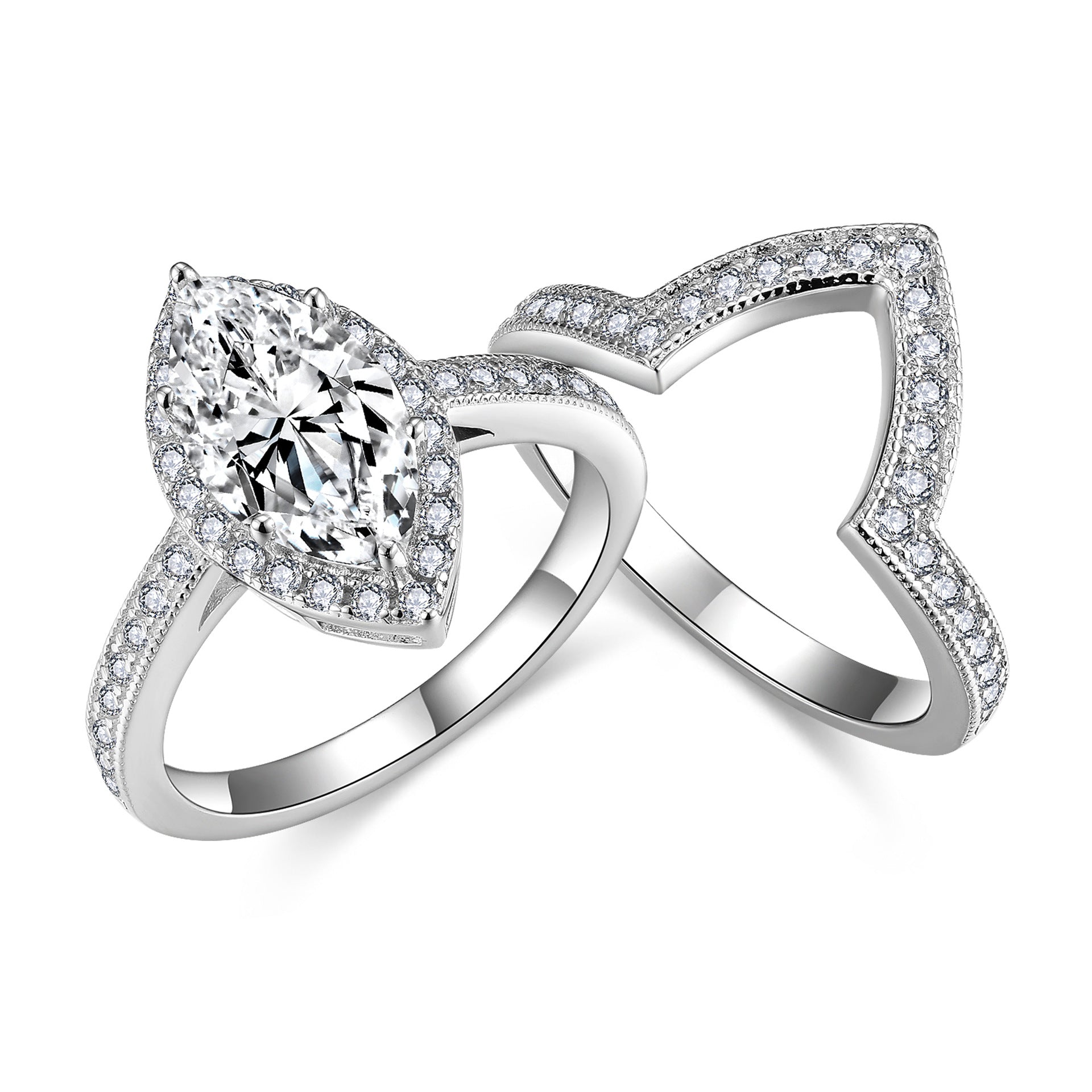 Full Moissanite Marquise Ring