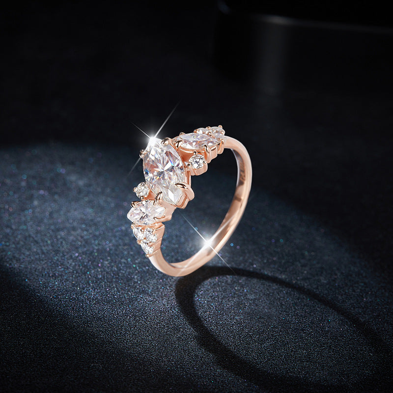 Kiss of the Milky Way · Moissanite Marquise Ring