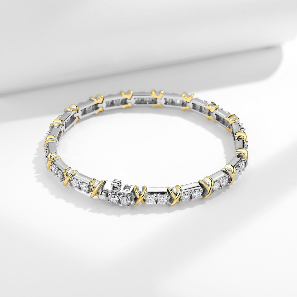 Two tone moissanite bracelet