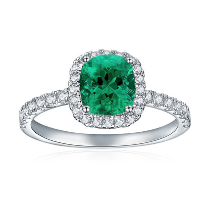 Royal Green Realm · 1.5 carat cultivated emerald Asscher shaped moissanite ring