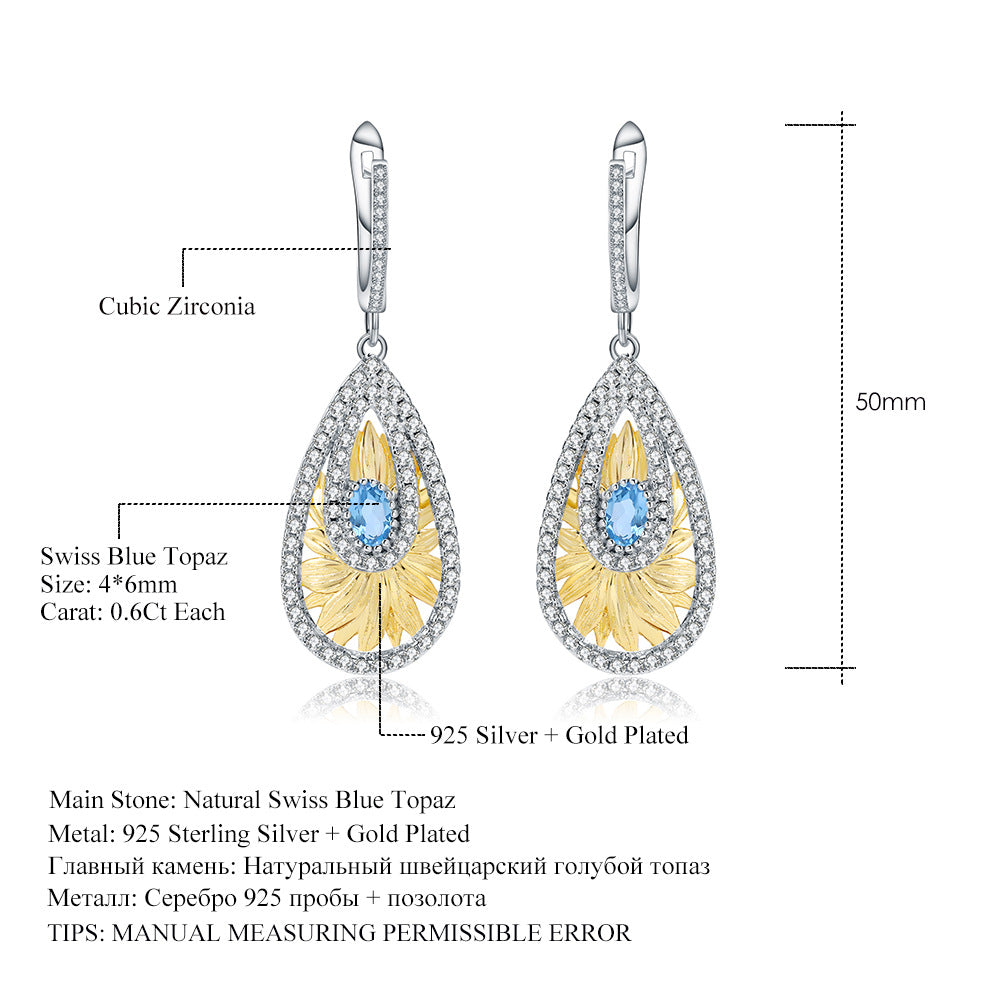 Italian craft jewelry designer earrings with natural wind design 925 silver natural olive gemstone earrings earrings