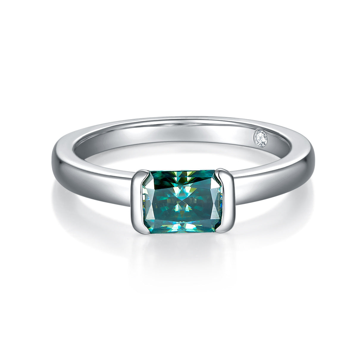 Green Redion Moissanite Ladies S925 Silver Plated 18k Gold Ring