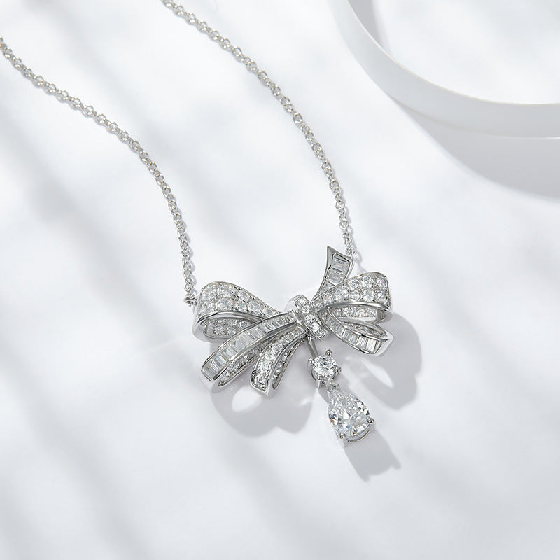 Romantic Butterfly Dream: Silver plated 18K white gold moissanite necklace