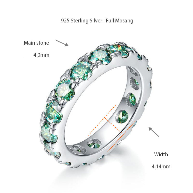 Blue green aesthetic all moissanite ring