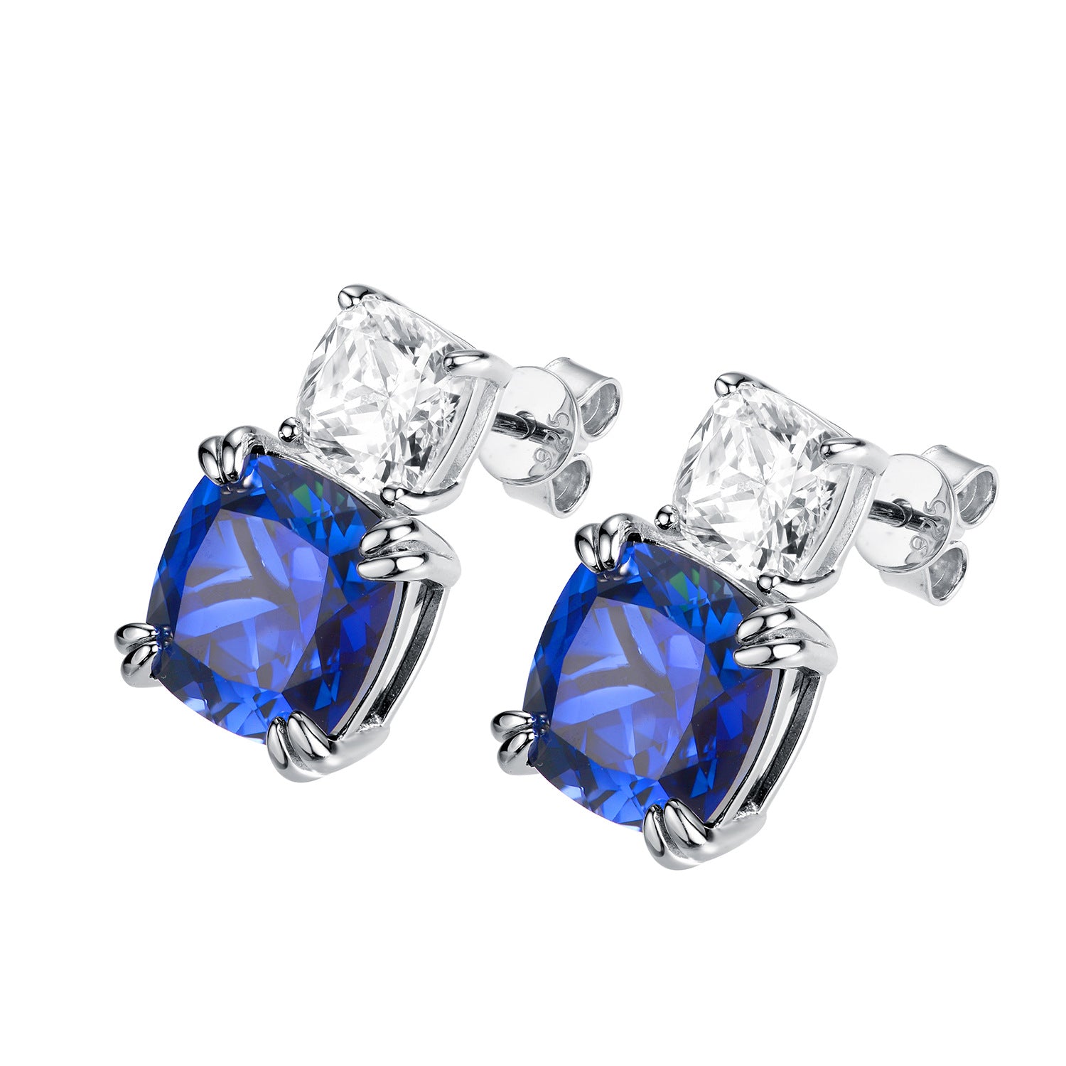 Asscher shape 5-carat cultivated colored gemstone Earrings