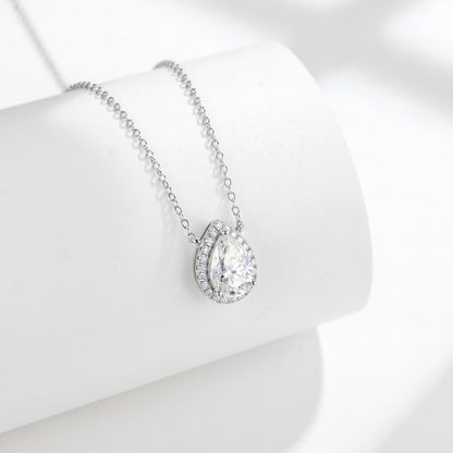 Rainbow Aurora · 2 carat pear shaped moissanite necklace