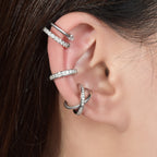 Silver plated 18K white gold ear bone clip set