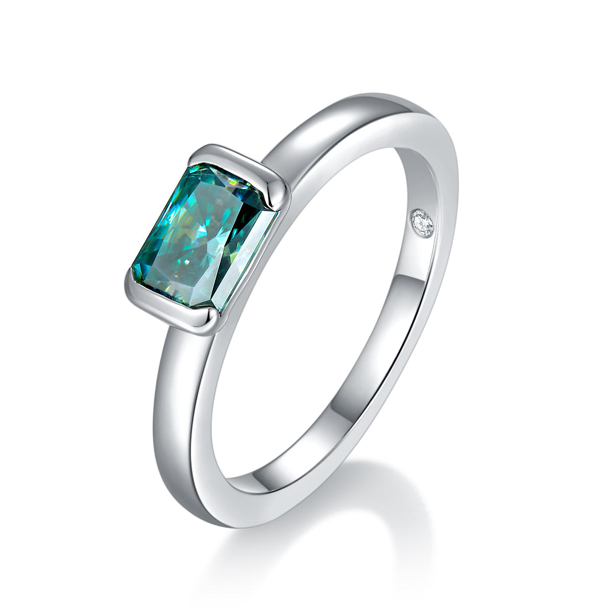 Green Redion Moissanite Ladies S925 Silver Plated 18k Gold Ring