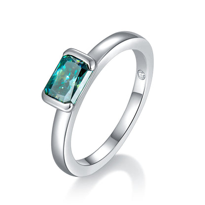 Green Redion Moissanite Ladies S925 Silver Plated 18k Gold Ring