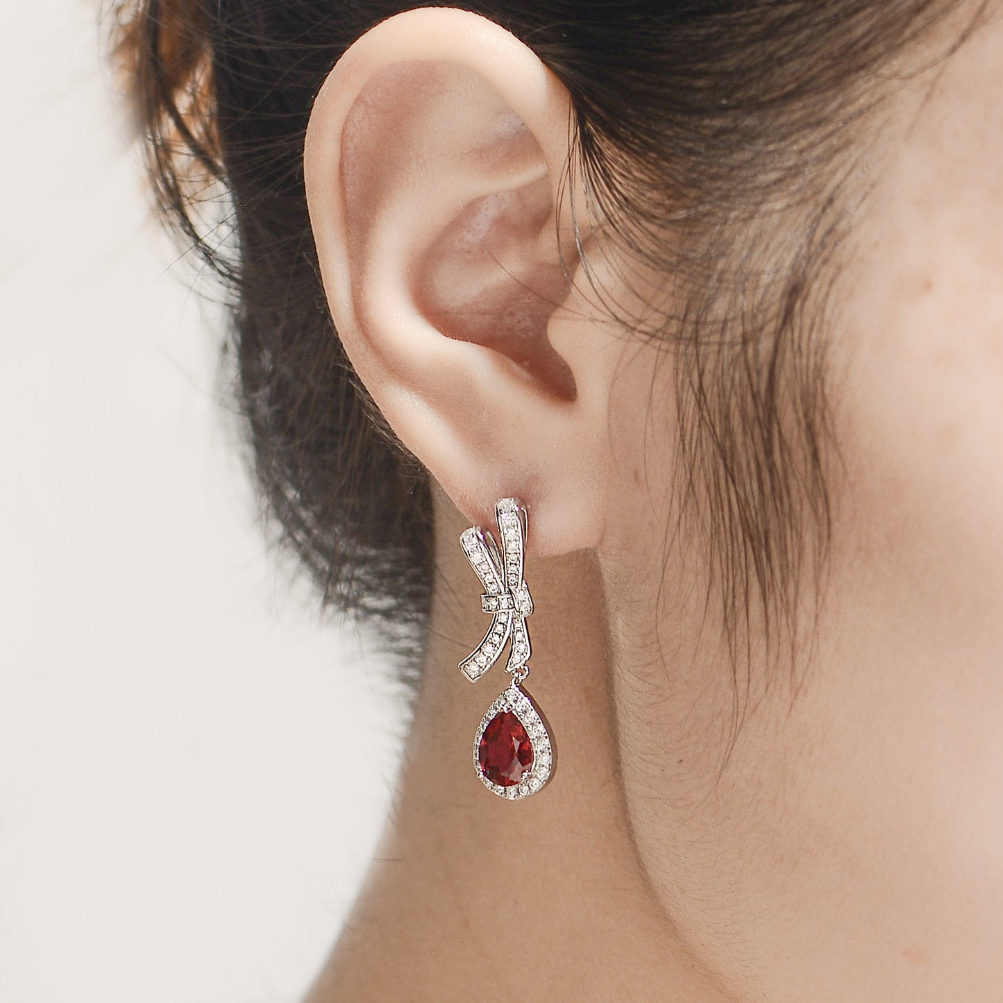 Romantic Butterfly Dream: Cultivating Pigeon Blood Red Earrings