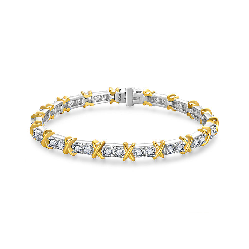 Two tone moissanite bracelet