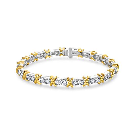 Two tone moissanite bracelet