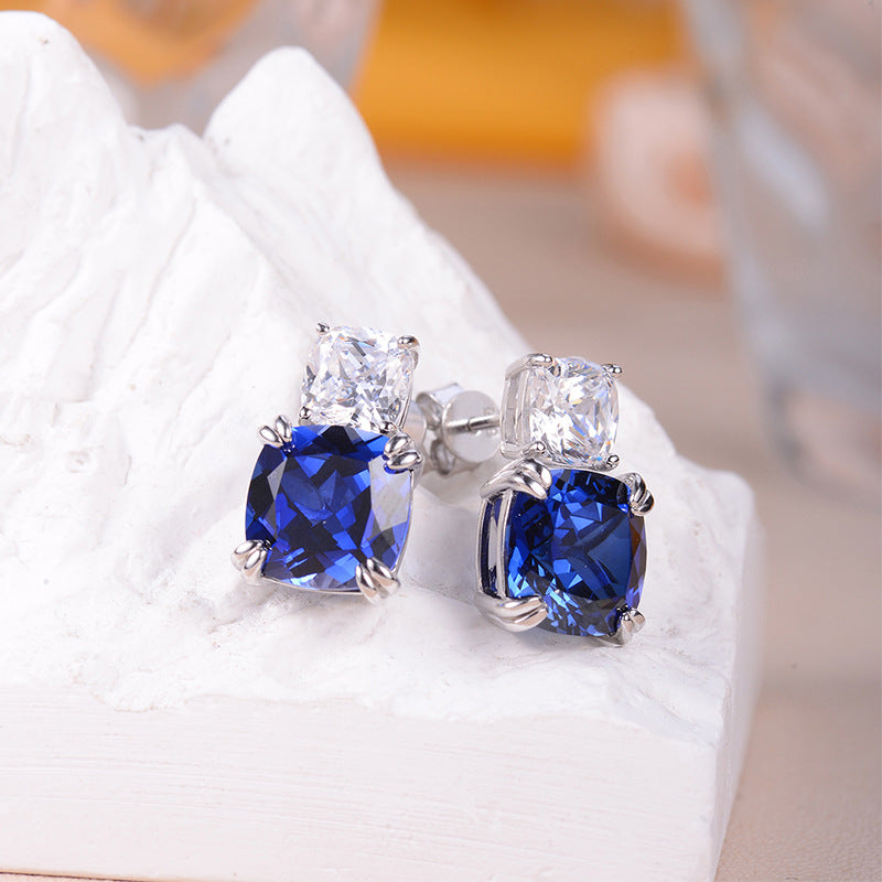 Asscher shape 5-carat cultivated colored gemstone Earrings