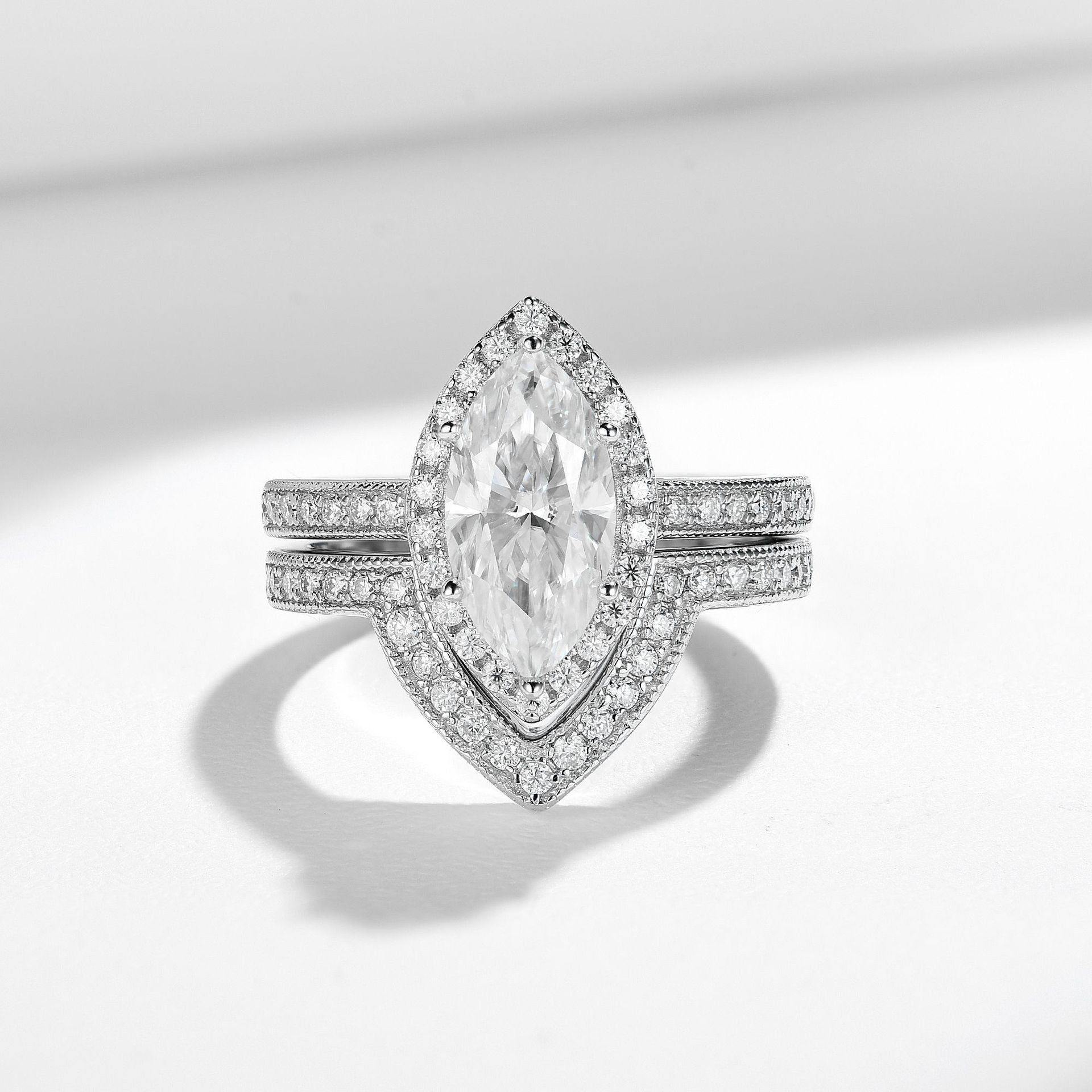 Full Moissanite Marquise Ring