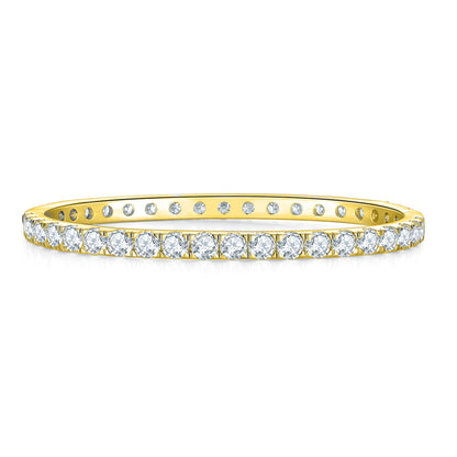 Full circle 4mm round D-color Mozambique diamond bracelet, unisex S925 silver gold-plated