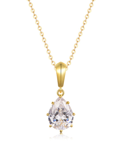 S925 silver pear shaped moissanite necklace
