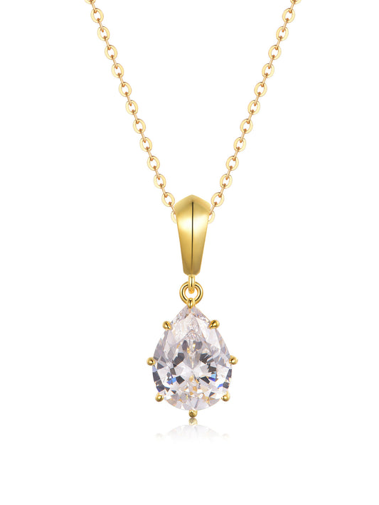 S925 silver pear shaped moissanite necklace