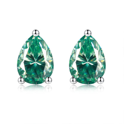 Multicolor Pear moissanite earrings
