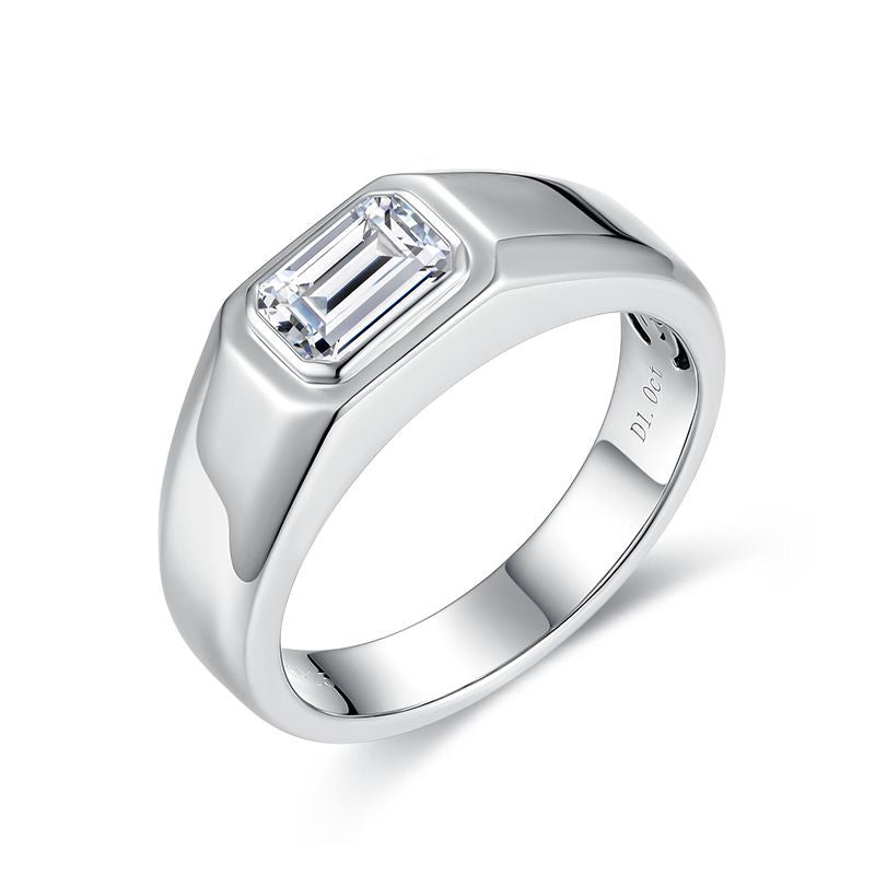 Emerald cut 5×7mm moissanite 1-carat men's engagement ring
