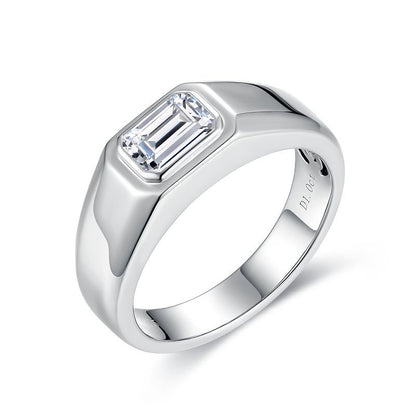 Emerald cut 5×7mm moissanite 1-carat men's engagement ring