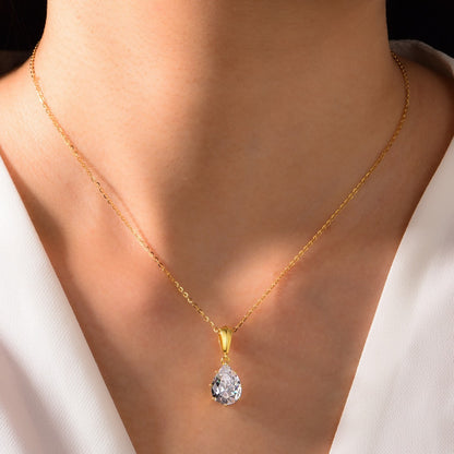 S925 silver pear shaped moissanite necklace