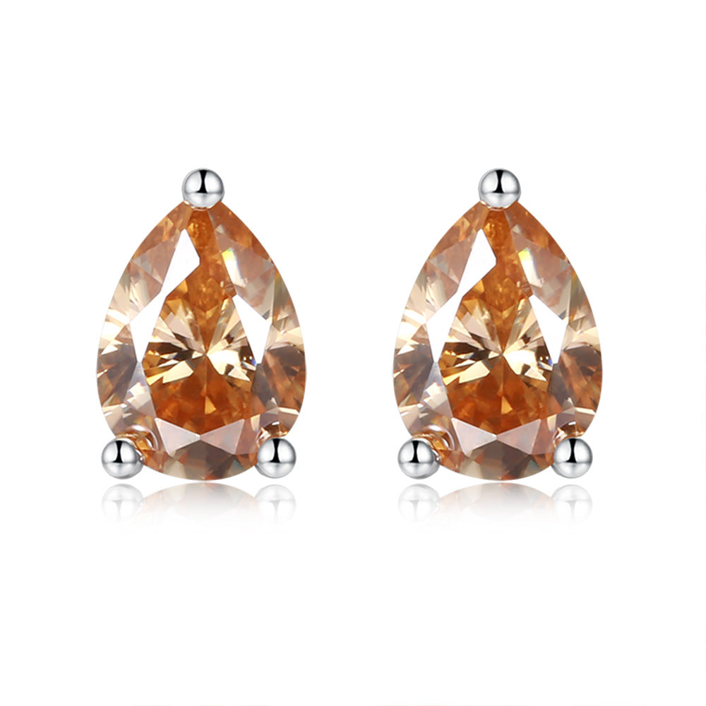 Multicolor Pear moissanite earrings