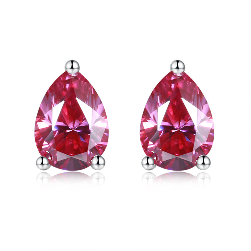 Multicolor Pear moissanite earrings