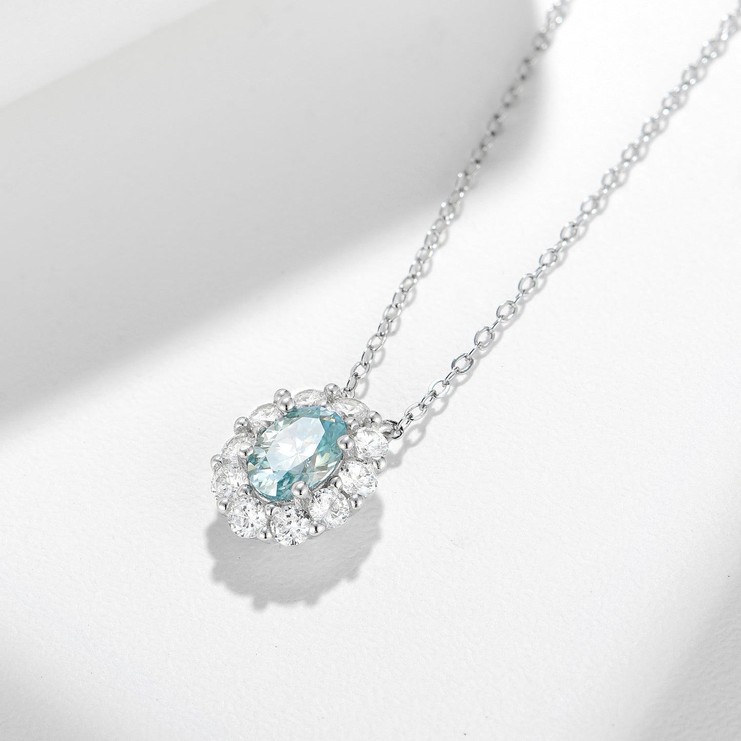 Paraiba Blue Aurora Moissanite Necklace