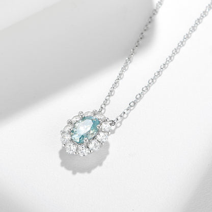 Paraiba Blue Aurora Moissanite Necklace