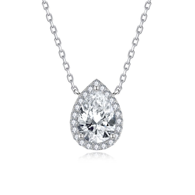 Rainbow Aurora · 2 carat pear shaped moissanite necklace