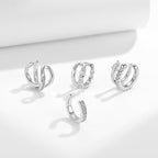 Silver plated 18K white gold ear bone clip set