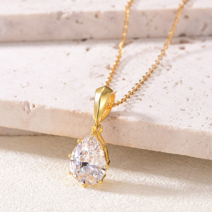 S925 silver pear shaped moissanite necklace