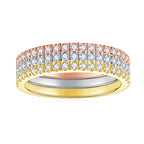 Tri color Aurora Moissanite Ring Set