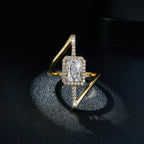Gilded square moissanite ring - dazzling and dazzling
