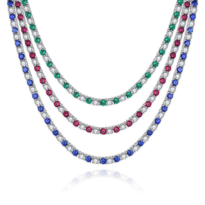 Tri color Star River Multi layer Gemstone Necklace